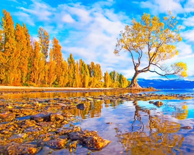 Wanaka Lake New Zealand - Landscapes Paint By Numbers - Paint by