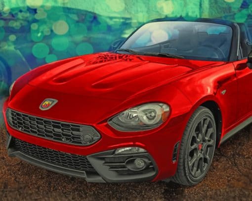 Abarth Red Sport Car Paint by numbers