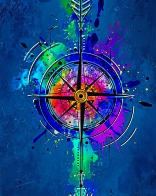Aesthetic Colorful Compass Paint by numbers