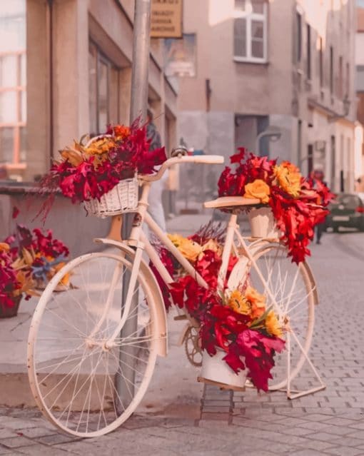 Bike And Flowerspaint by number