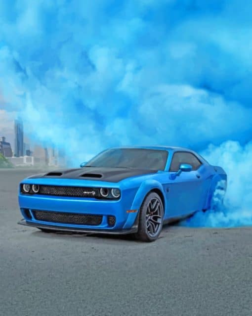 Cool Blue Car And Smoke paint by numbers
