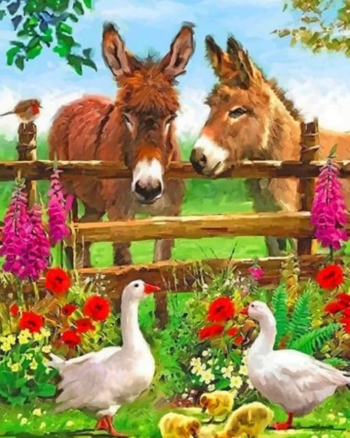 Donkeys And Ducks Paint by numbers
