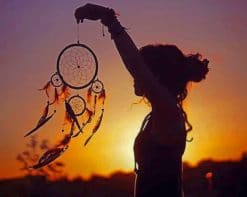 Girl Holding A Dream Catcher Paint by numbers
