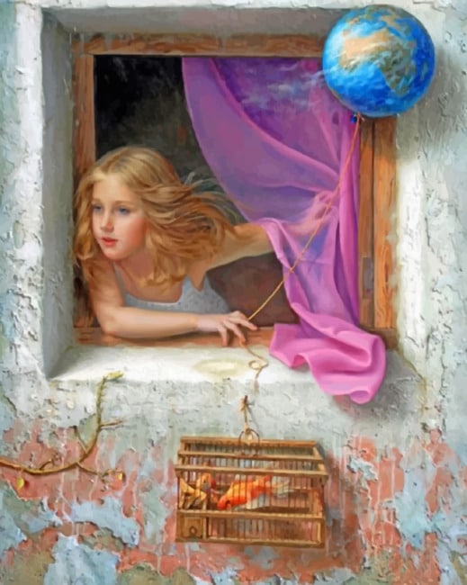 Girl At The Window - Paint By Number - Painting By Numbers