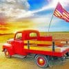 Red Truck And American Flag paint by numbers