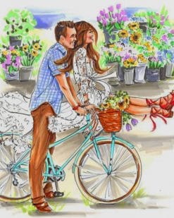 Romantic Couple On Bicycle Paint by numbers