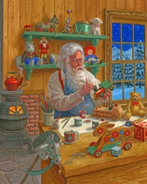 Saint Nicholas Making Christmas Gifts Paint by numbers