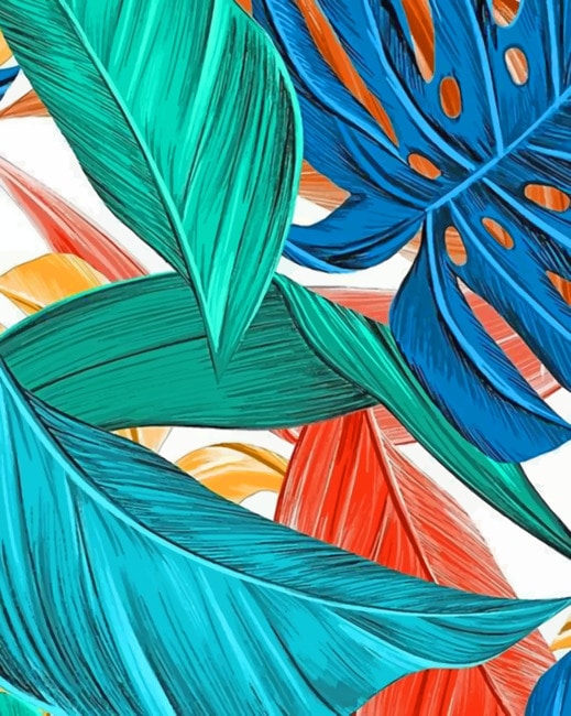 Tropical Leaves - Plants Paint By Numbers - Paint by numbers for adult