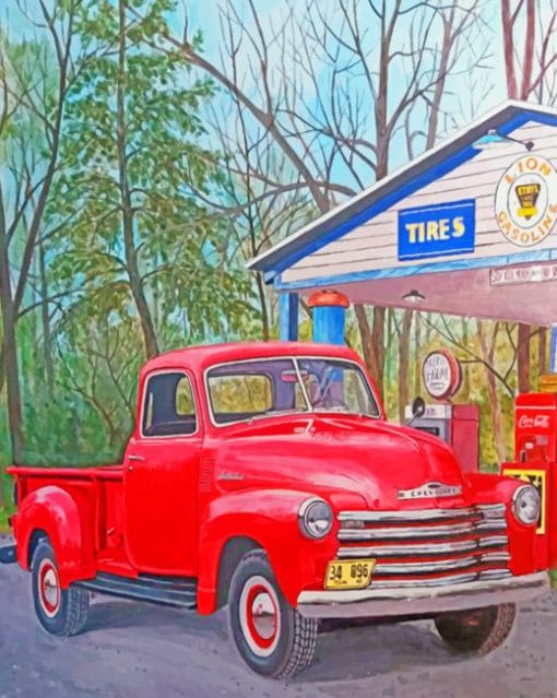 Vintage Red TruckPaint by numbers