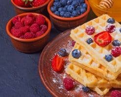 Waffles With Syrup And Berries Paint by numbers