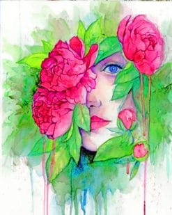 Woman And Pink Roses paint by numbers