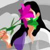 Woman Holding Purple Flower Paint by numbers
