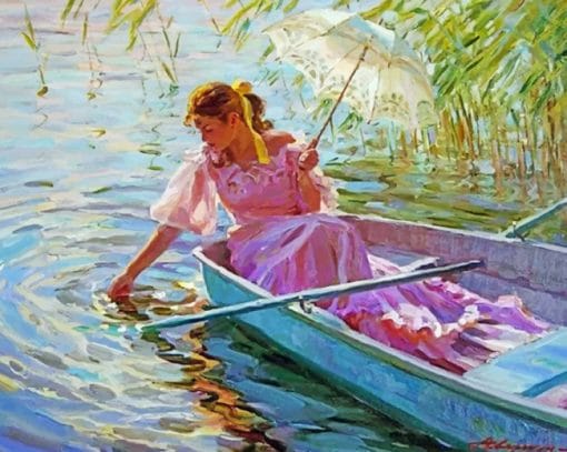 Woman On A Boat Paint by numbers