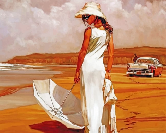Woman With A White DressWoman With A White Dress paint by numbers