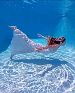 Woman With White Dress Underwater Piant by numbers