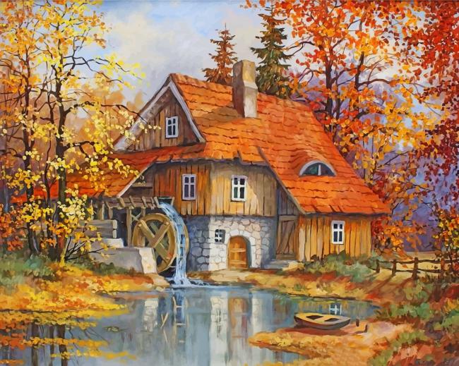Peaceful Lake House Paint by nummbers