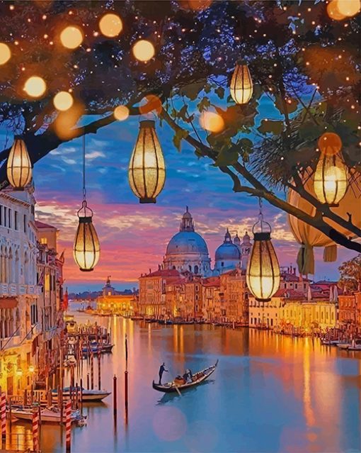 Venice Italy Night paint by number