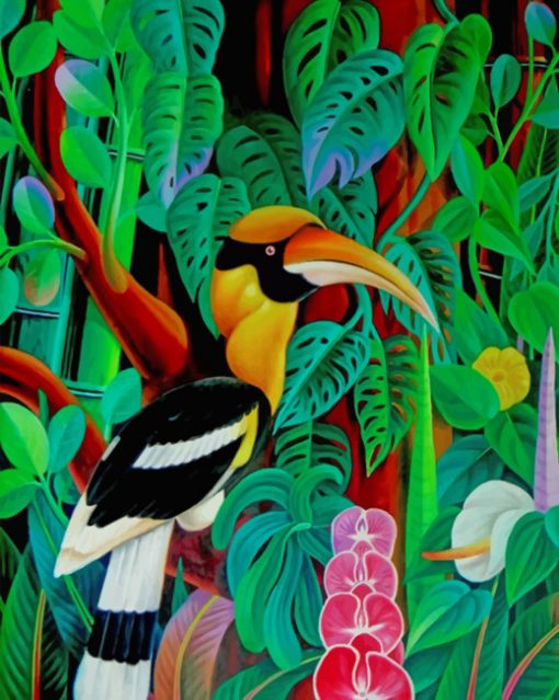 Tropical-hornbill-paint-by-numbers