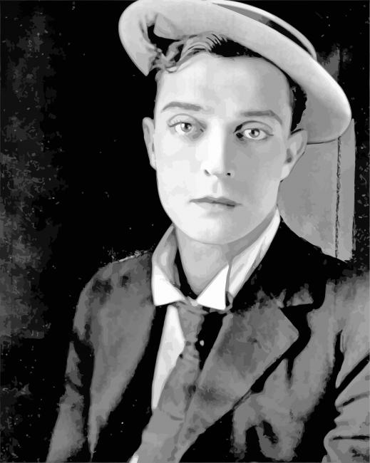 monochrome-buster-keaton-paint-by-numbers