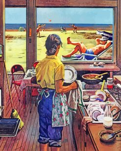 Doing-Dishes-At-Beach-paint-by-numbers