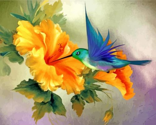 ORANGE-HIBISCUS-and-hummingbird-paint-by-number