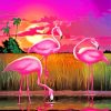 Pink Flamingos At Sunset paint by numbers