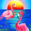 Pink Flamingos Sunset paint by numbers