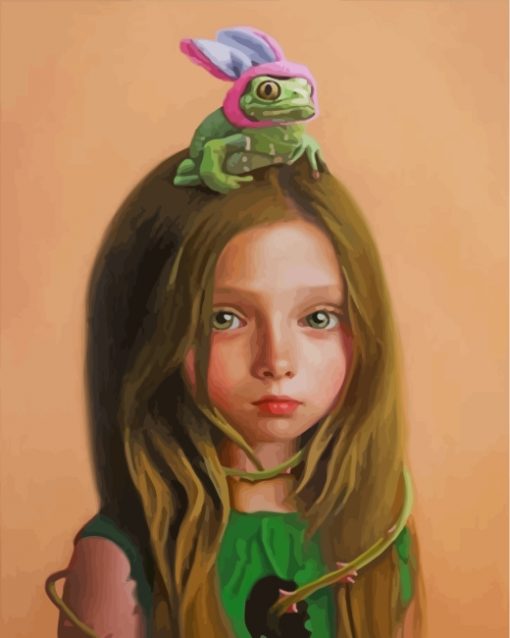 Cute Girl And Frog paint by numbers