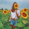 Girl And Sunflower paint by numbers
