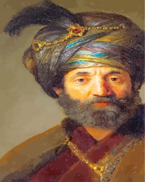 Rembrandt In Oriental Costume paint by numbers