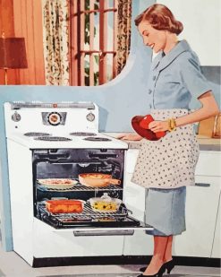 Vintage Woman Cooking paint by numbers
