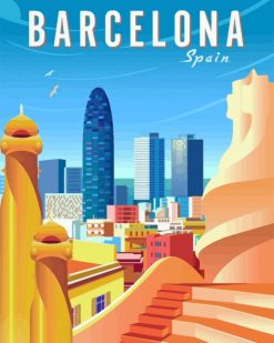 Barcelona Spain Poster paint by numbers