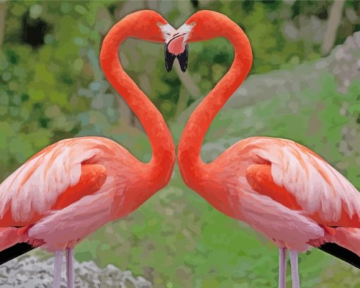 Flamingos Kiss paint by numbers