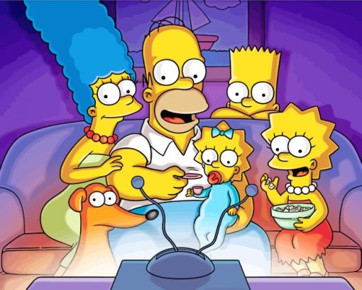 Simpsons Watching Movie paint by numbers