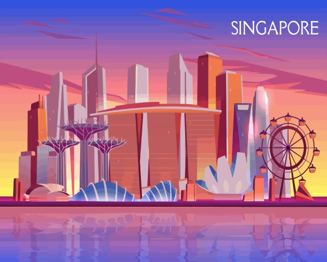 Singapore Skyline Illustration paint by numbers
