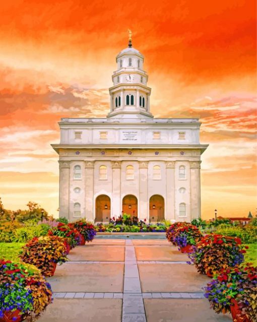 Aesthetic Nauvoo Illinois Temple paint by numbers