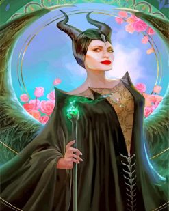 Aesthetic Maleficent Angelina Jolie paint by numbers