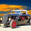 Black Hot Rod Car paint by numbers