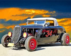 Black Hot Rod Car paint by numbers