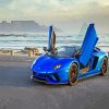 Aesthetic Blue Lamborghini paint by numbers