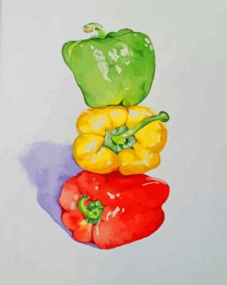 Green Yellow And Red Peppers paint by numbers