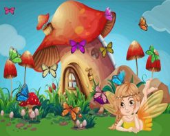 Mushroom Fairy House paint by numbers