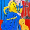 Girl in Yellow and Blue with Guitar Paint By Number