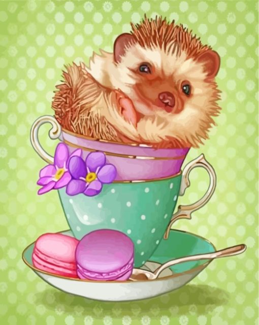 Hedgehog In Cup Paint by numbers