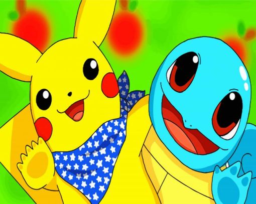 Pikachu And Squirtle paint by numbers