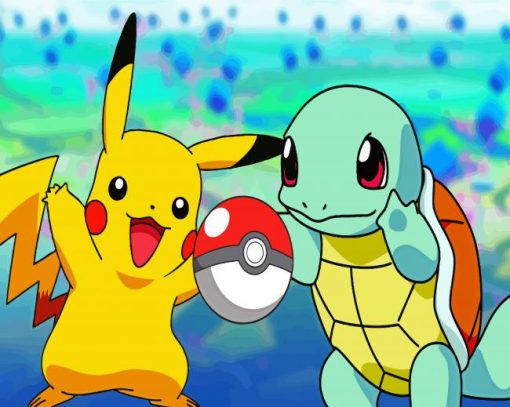 Pokemon Squirtle And Pikachu paint by numbers