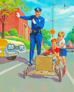 Policeman And Boys Paint by numbers