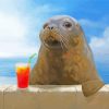 Seal Drinking Juice paint by numbers