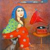Aesthetic Woman And Gramophone paint by numbers