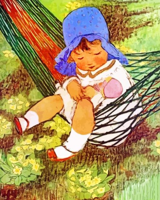 Baby Girl In Hammock paint by numbers